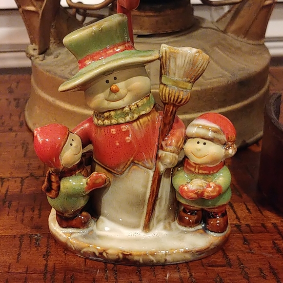 Snowman with children candle holder - Picture 3 of 10